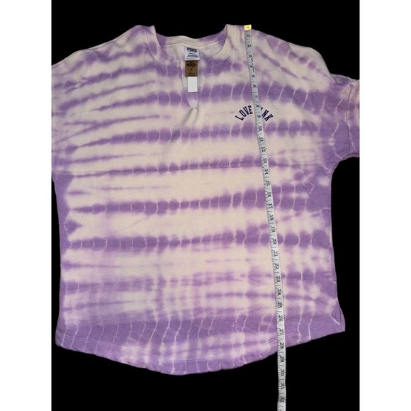 New Victoria Secret PINK Sweatshirt Tie Dye Purple White Sz LG Crewneck Spellout - Picture 5 of 8